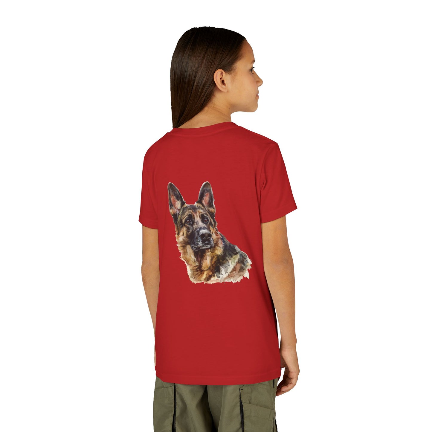 German Shepherd Head Youth Unisex Short Sleeve Crewneck Tee