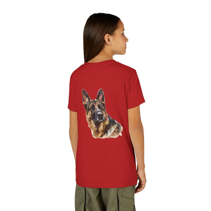German Shepherd Head Youth Unisex Short Sleeve Crewneck Tee