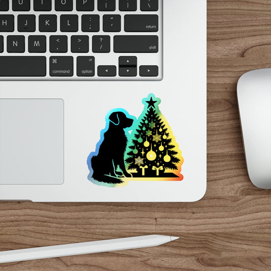 Golden Christmas Tree Holographic Sticker