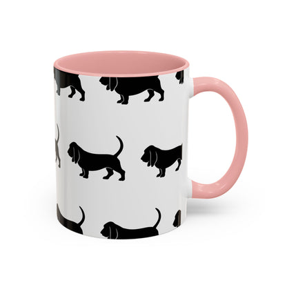 Basset Hound Silhouette 2-Tone Coffee Mug