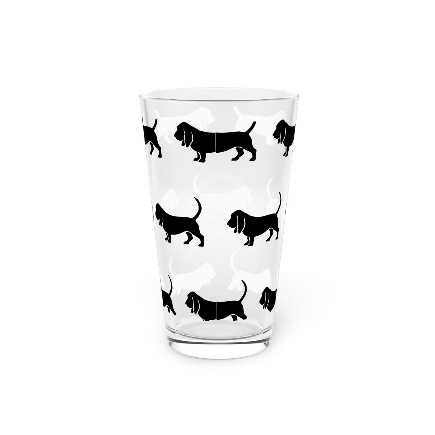 Basset Hound Silhouette Drinking Glass