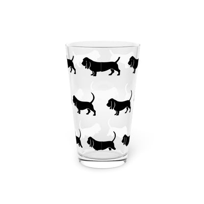 Basset Hound Silhouette Drinking Glass