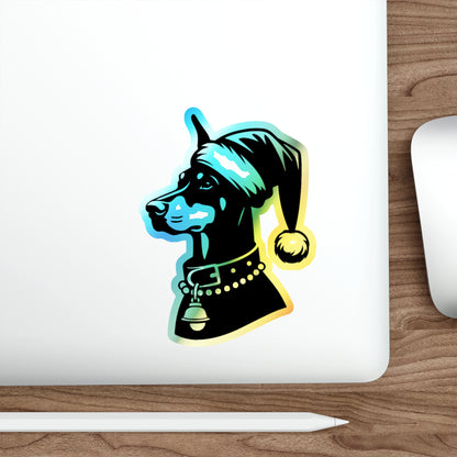 Santa Paws Doberman Holographic Sticker