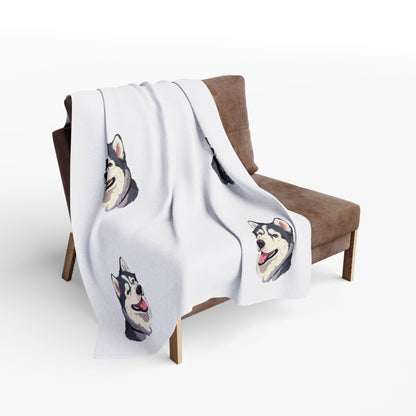 Malamute Head Arctic Fleece Blanket