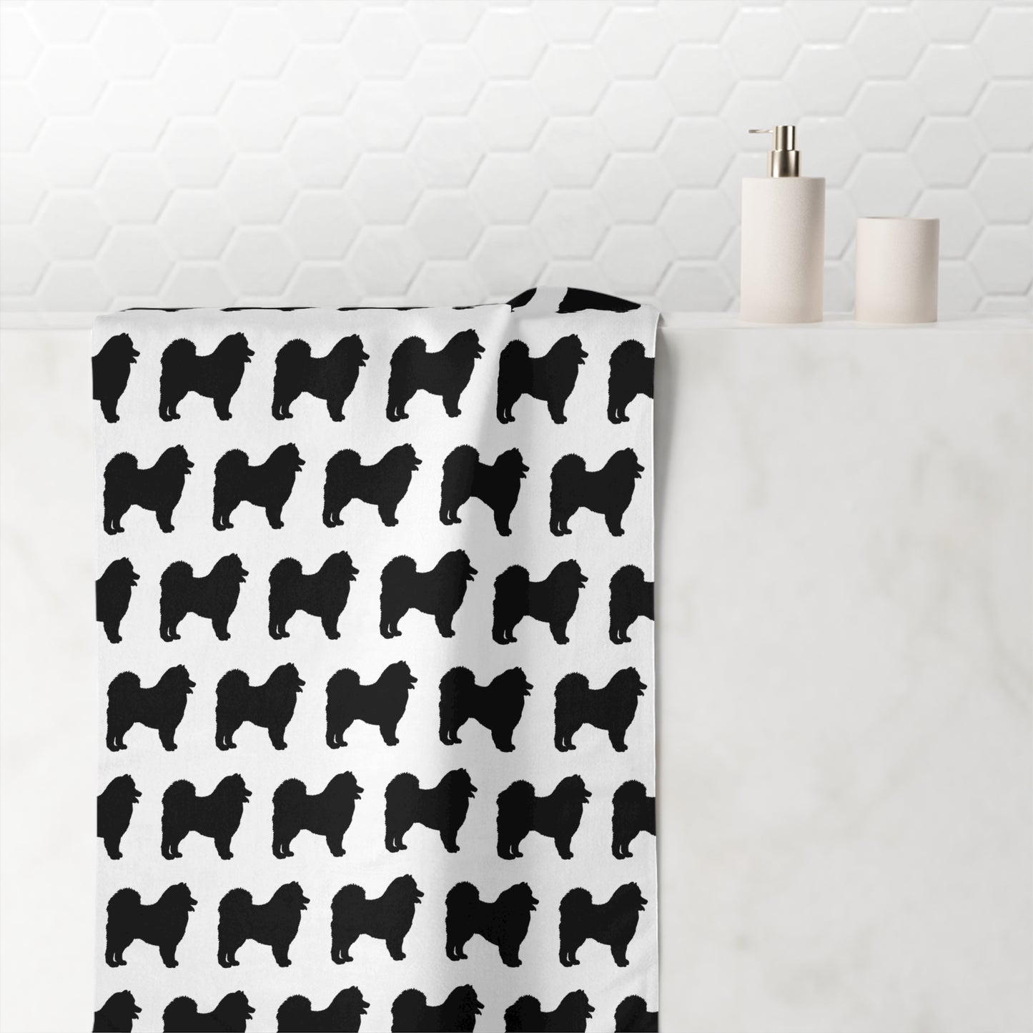 Samoyed Silhouette Mink-Cotton  Beach Towel