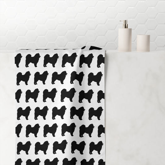 Samoyed Silhouette Mink-Cotton  Beach Towel