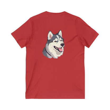 Malamute Head Unisex Short Sleeve V-Neck Tee