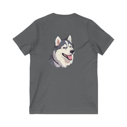 Malamute Head Unisex Short Sleeve V-Neck Tee