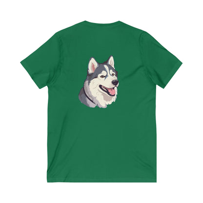 Malamute Head Unisex Short Sleeve V-Neck Tee