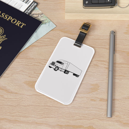 Semi Truck Leather Strap Luggage Tag