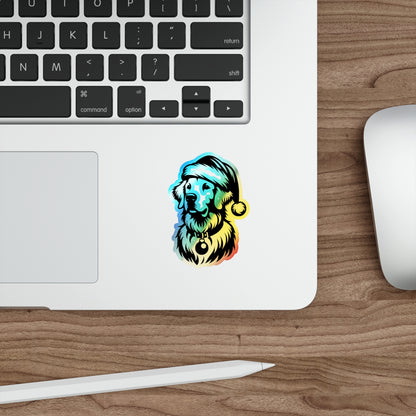 Santa Paws Golden Holographic Sticker