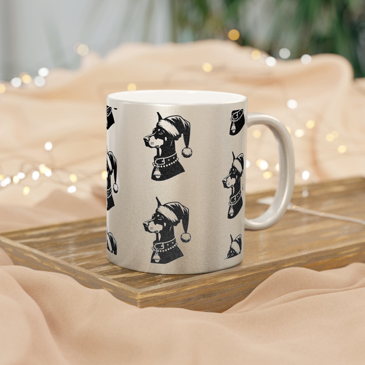 Santa Paws Doberman Metallic Coffee Mug