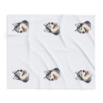 Malamute Head Arctic Fleece Blanket