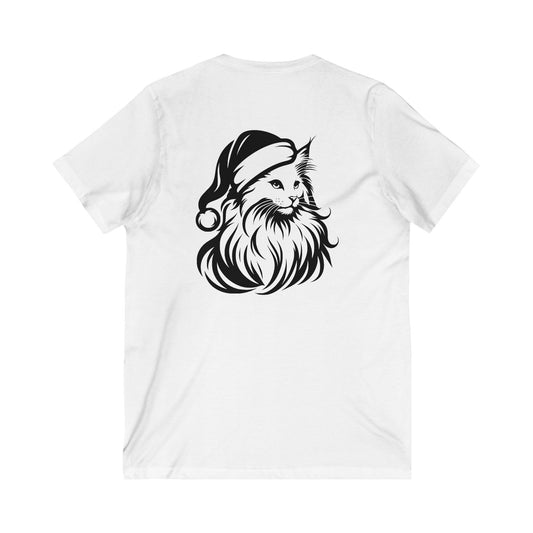 Santa Paws Cat Unisex Short Sleeve V-Neck Tee