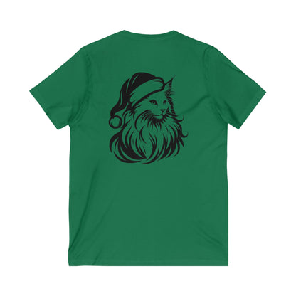 Santa Paws Cat Unisex Short Sleeve V-Neck Tee