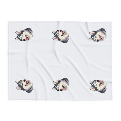 Malamute Head Arctic Fleece Blanket