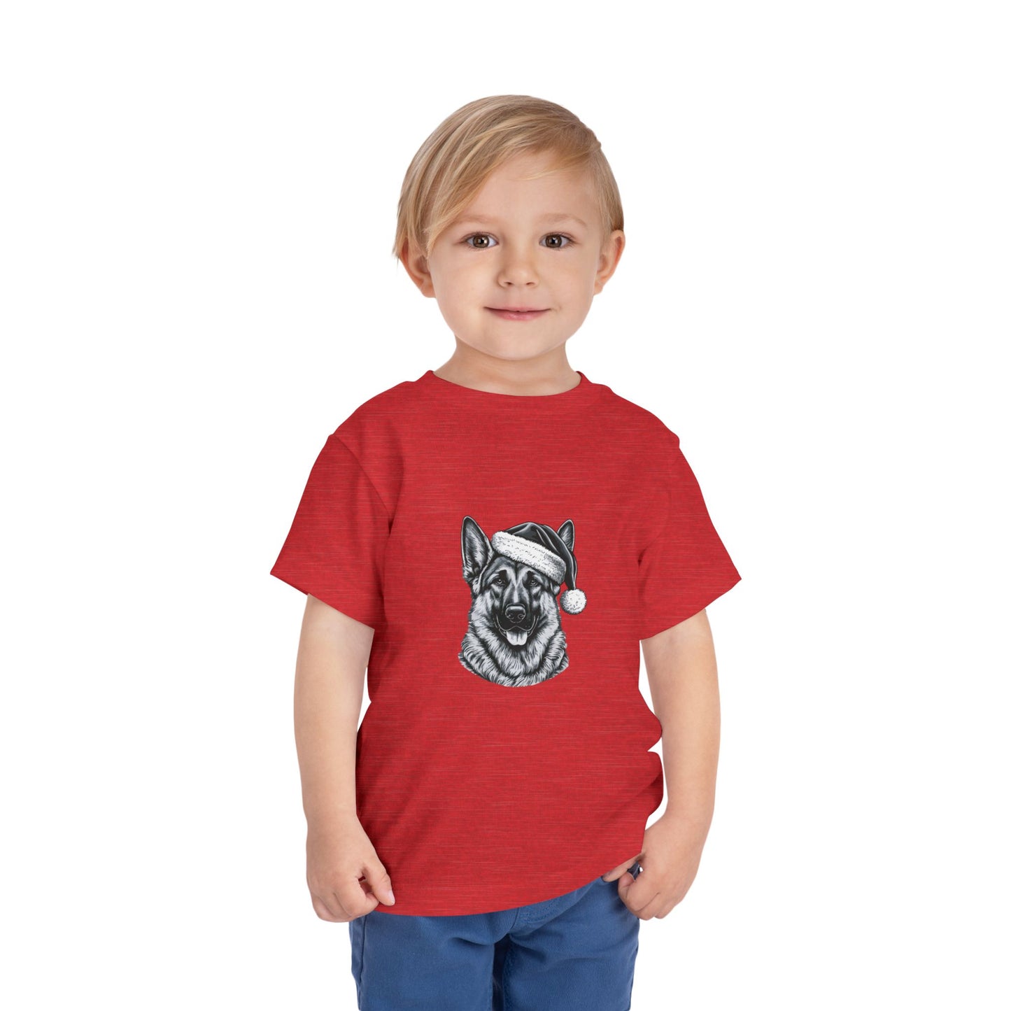 Santa Paws German Shepherd Toddler Unisex Short Sleeve Crewneck Tee