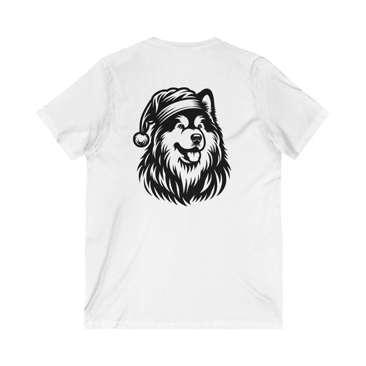 Santa Paws Malamute Unisex Short Sleeve V-Neck Tee