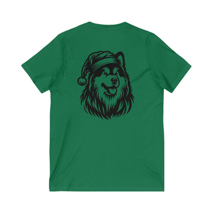 Santa Paws Malamute Unisex Short Sleeve V-Neck Tee