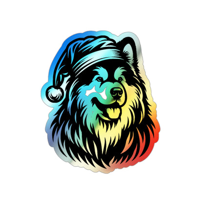 Santa Paws Malamute Holographic Sticker