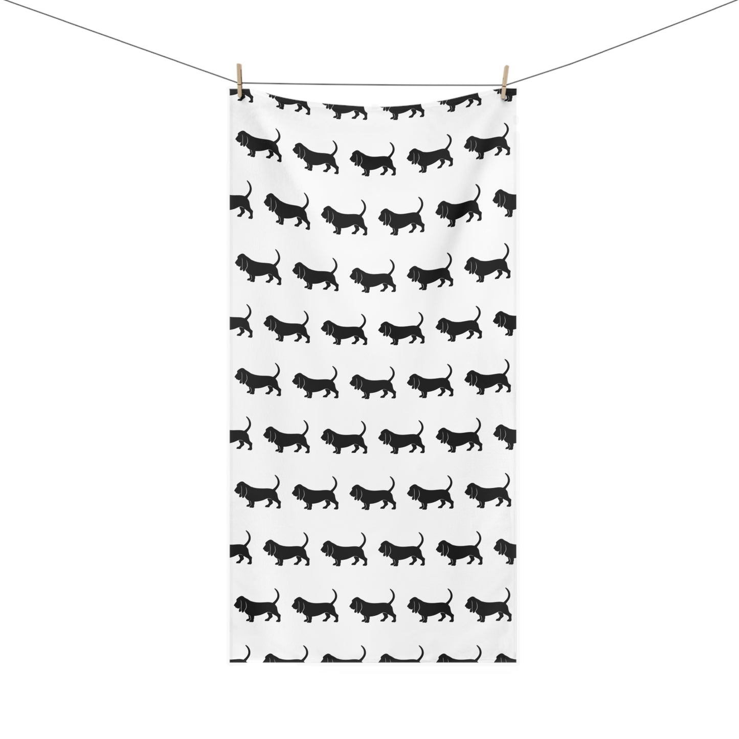 Basset Hound Silhouette Mink-Cotton  Beach Towel