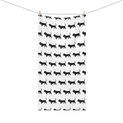Basset Hound Silhouette Mink-Cotton  Beach Towel
