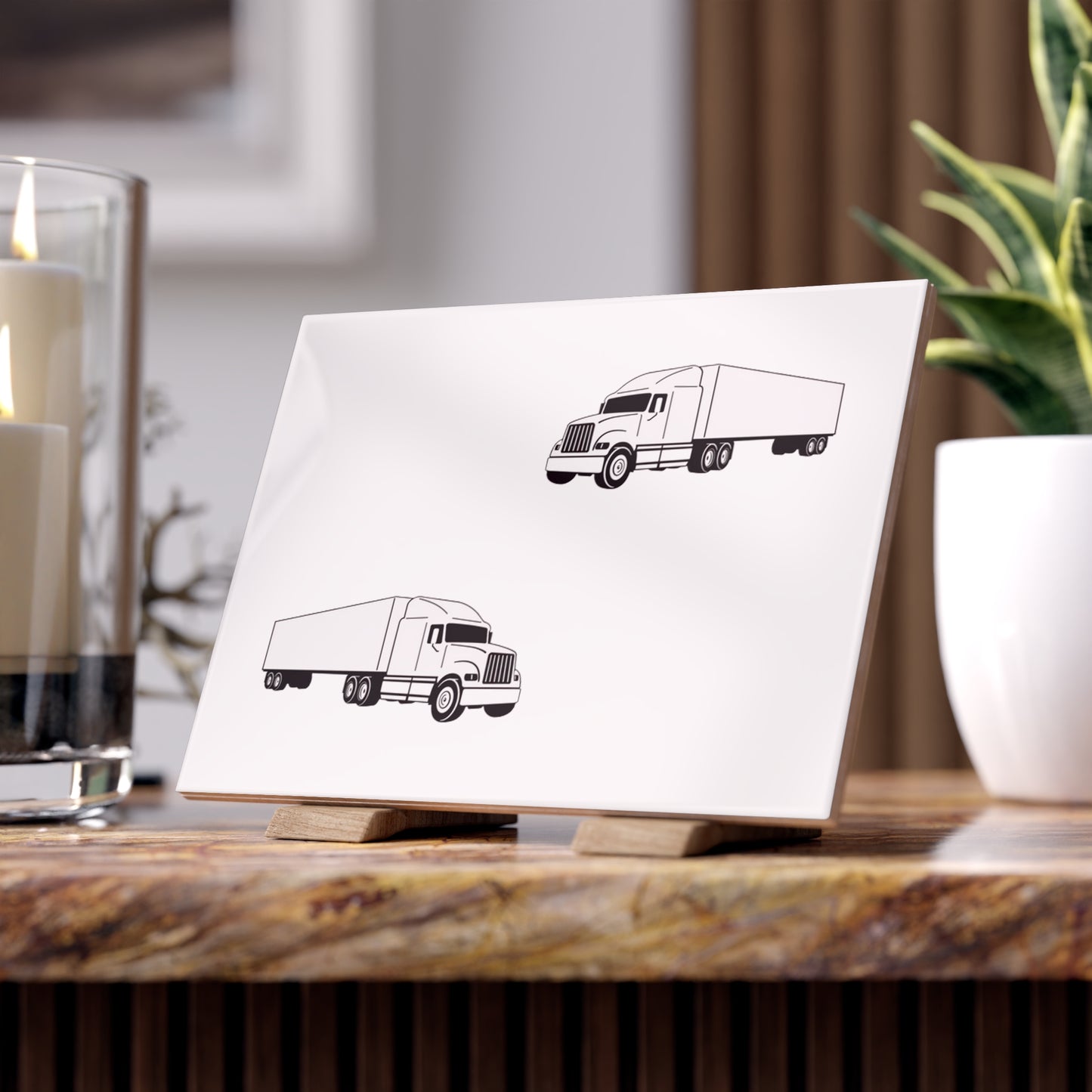 Semi Truck Ceramic Photo Tile