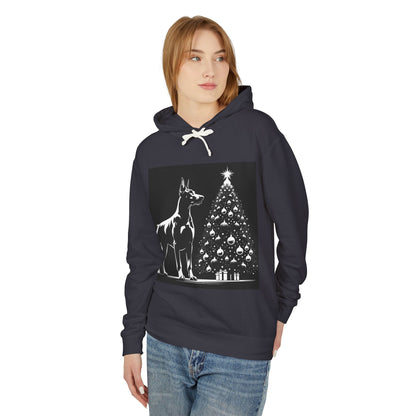 Doberman Christmas Tree Unisex Lightweight Hoodie