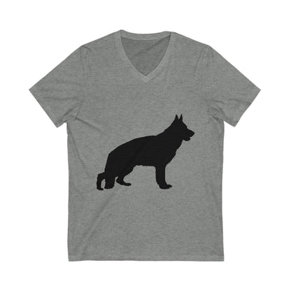 German Shepherd Silhouette Unisex Short Sleeve V-Neck Tee