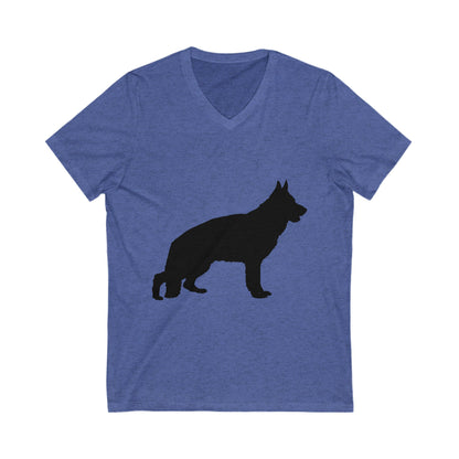 German Shepherd Silhouette Unisex Short Sleeve V-Neck Tee