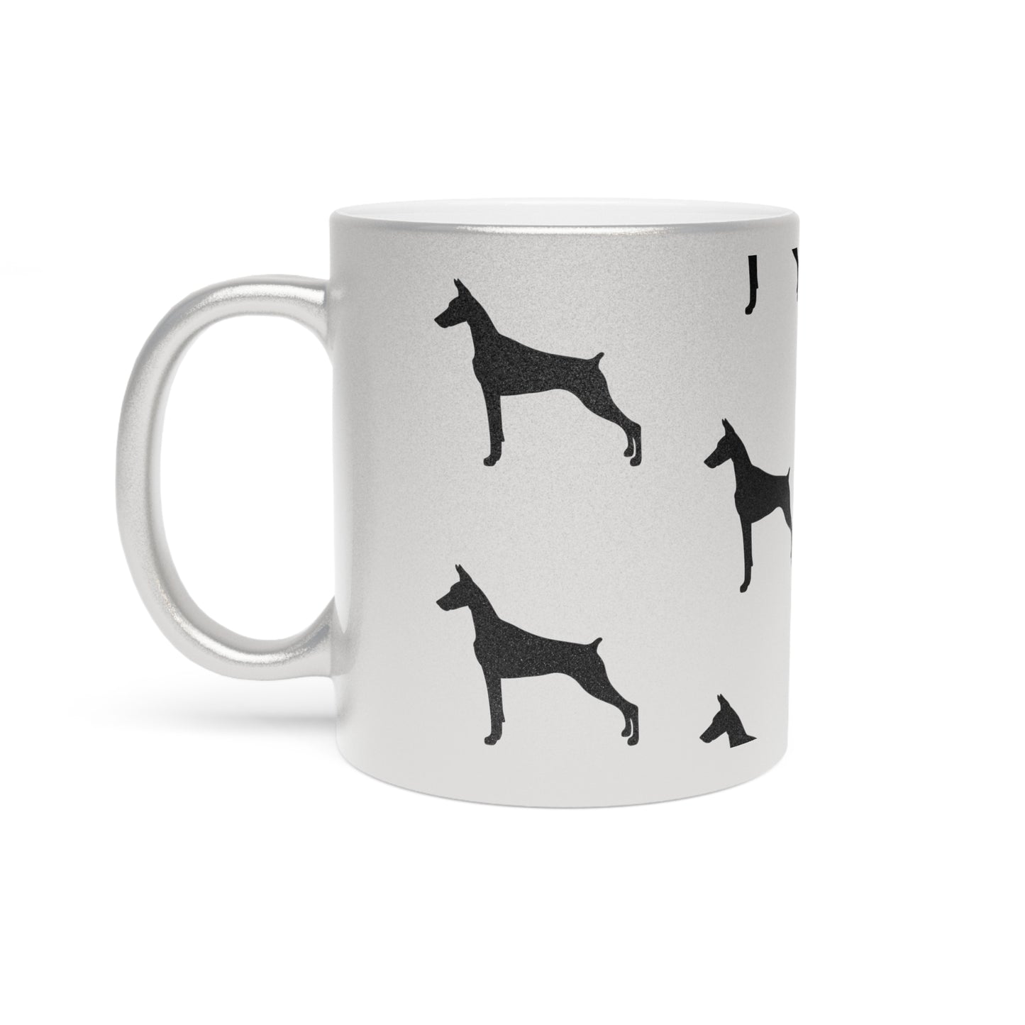 Doberman Silhouette Metallic Coffee Mug