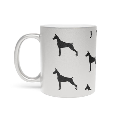 Doberman Silhouette Metallic Coffee Mug