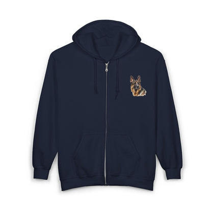 German Shepherd Head Unisex Full Zip Hoodie