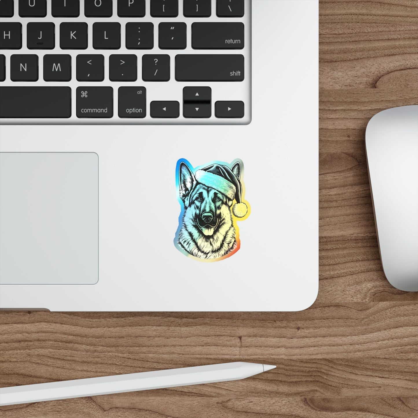Santa Paws German Shepherd Holographic Sticker