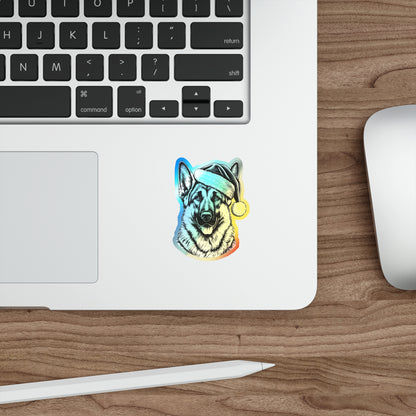 Santa Paws German Shepherd Holographic Sticker