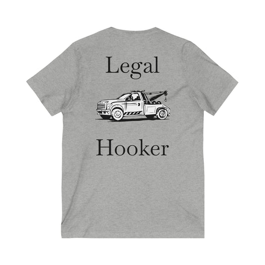Legal H**ker Wheel Lift Tow Truck Unisex Short Sleeve V-Neck Tee