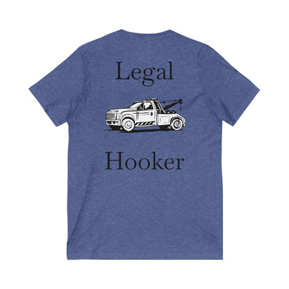 Legal H**ker Wheel Lift Tow Truck Unisex Short Sleeve V-Neck Tee
