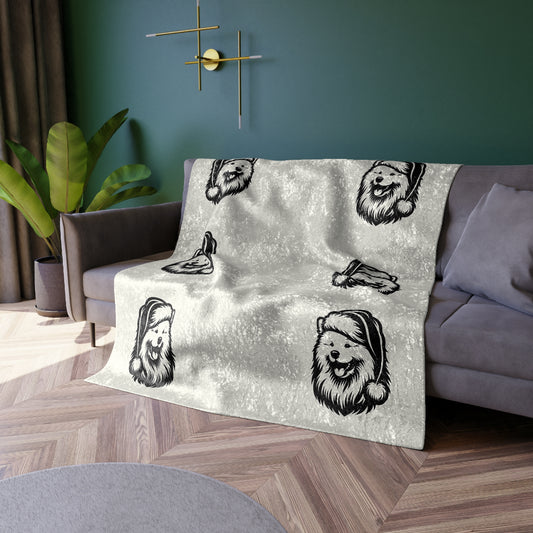 Santa Paws Samoyed Crushed Velvet Blanket