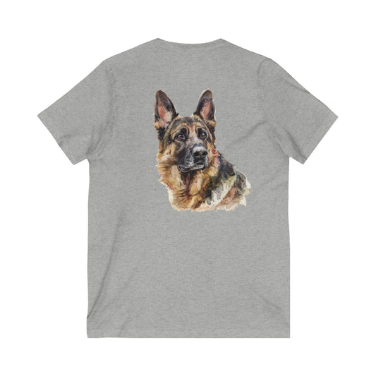 German Shepherd Head Unisex Short Sleeve V-Neck Tee