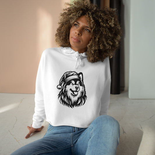 Santa Paws Malamute Women's Crop Hoodie