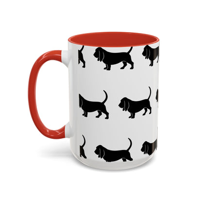 Basset Hound Silhouette 2-Tone Coffee Mug