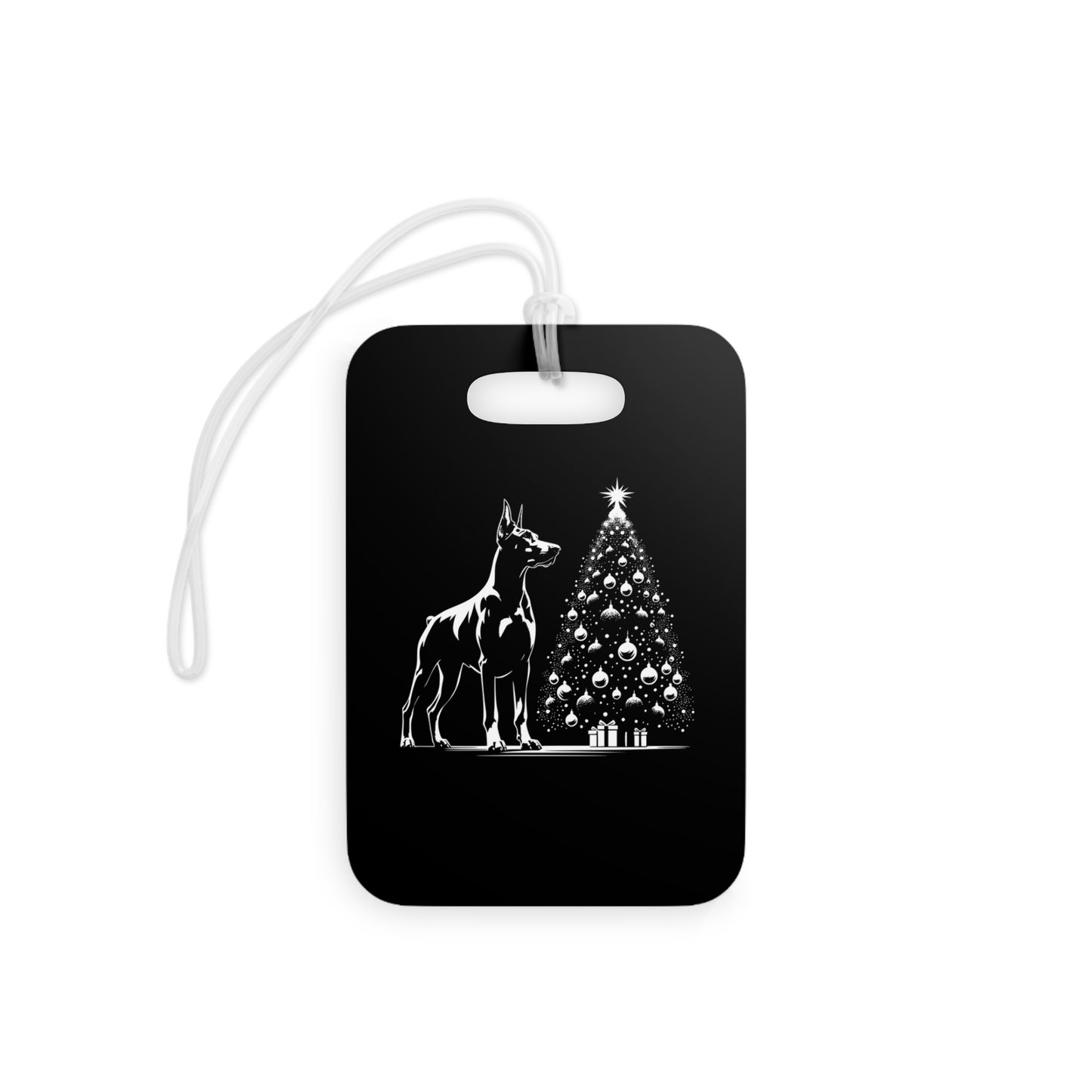 Doberman Christmas Tree Luggage Tag