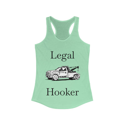 Legal H**ker Wheel Lift Tow Truck Women's Racerback Tank