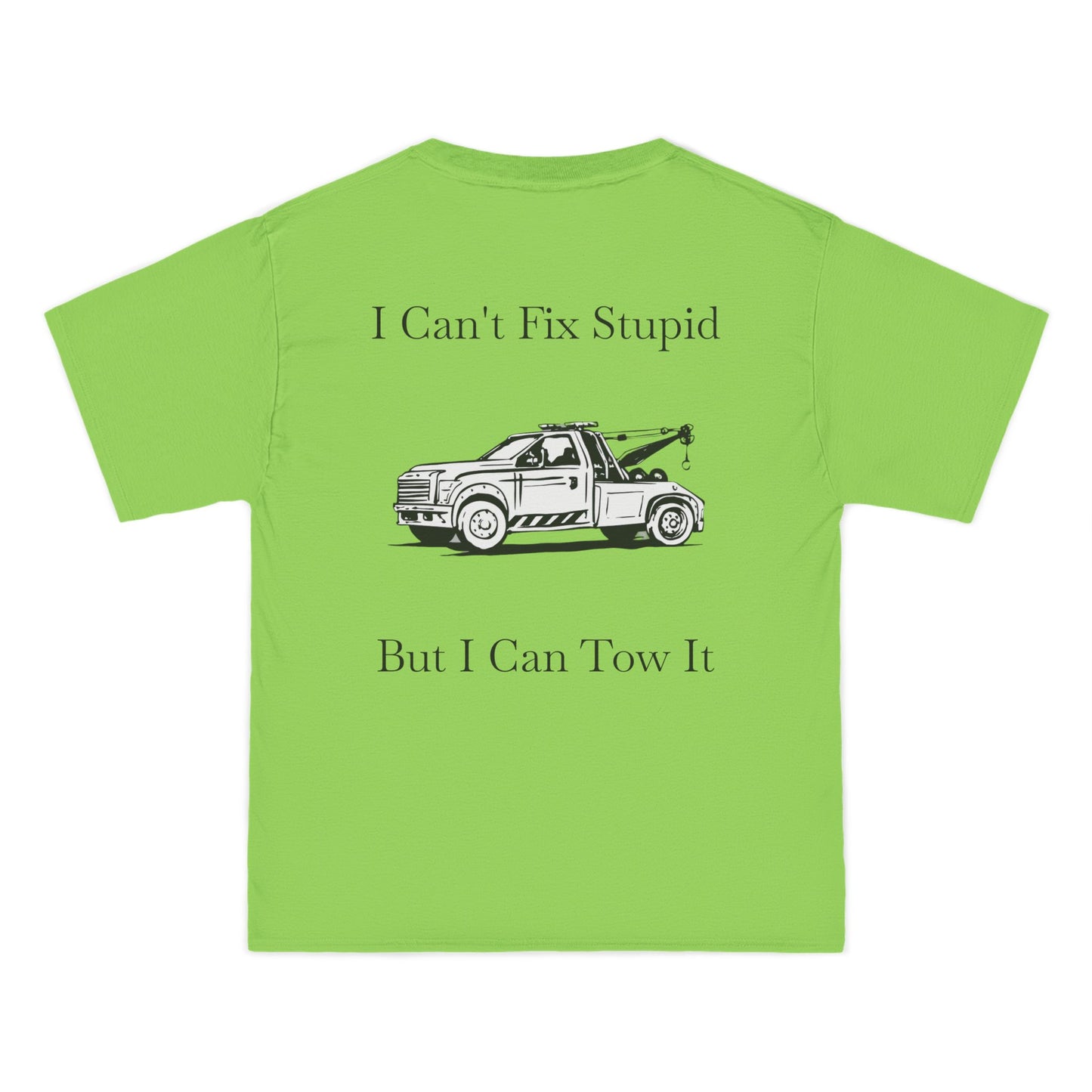 I Can't Fix Stupid Wheel Lift Tow Truck Men's Short-Sleeve Crewneck Tee