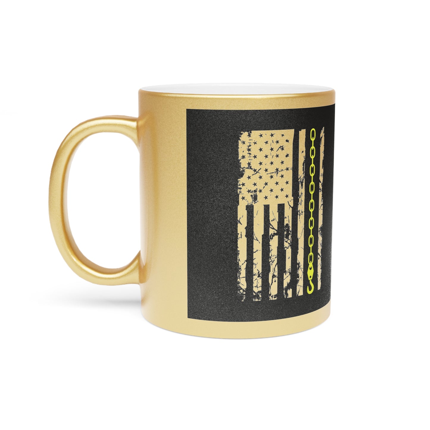 Thin Yellow Line Metallic Coffee Mug