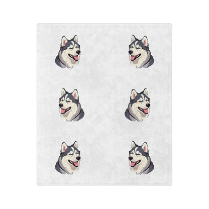Malamute Head Velveteen Microfiber Blanket