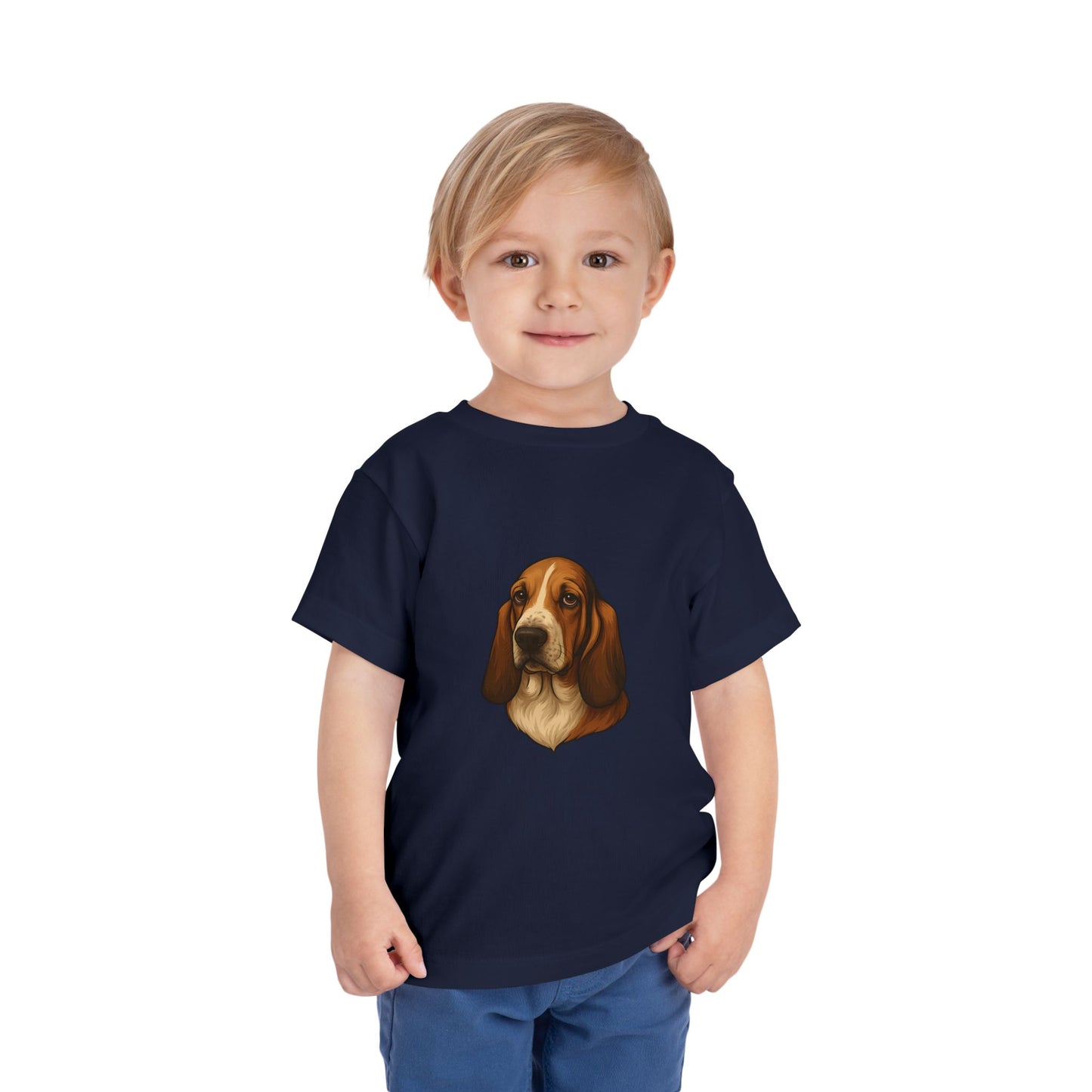 Basset Hound Head Toddler Unisex Short Sleeve Crewneck Tee