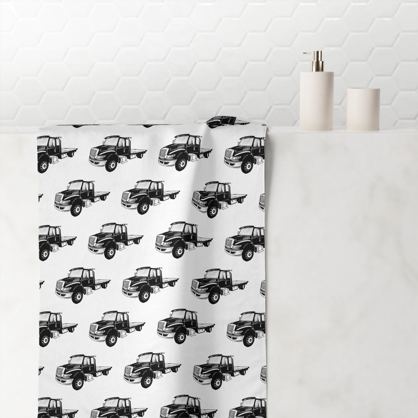 Flatbed Tow Truck Mink-Cotton  Beach Towel