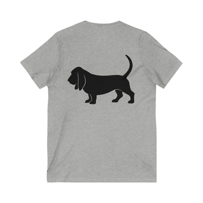 Basset Hound Silhouette Unisex Short Sleeve V-Neck Tee