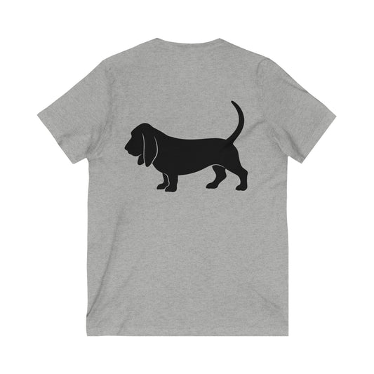 Basset Hound Silhouette Unisex Short Sleeve V-Neck Tee